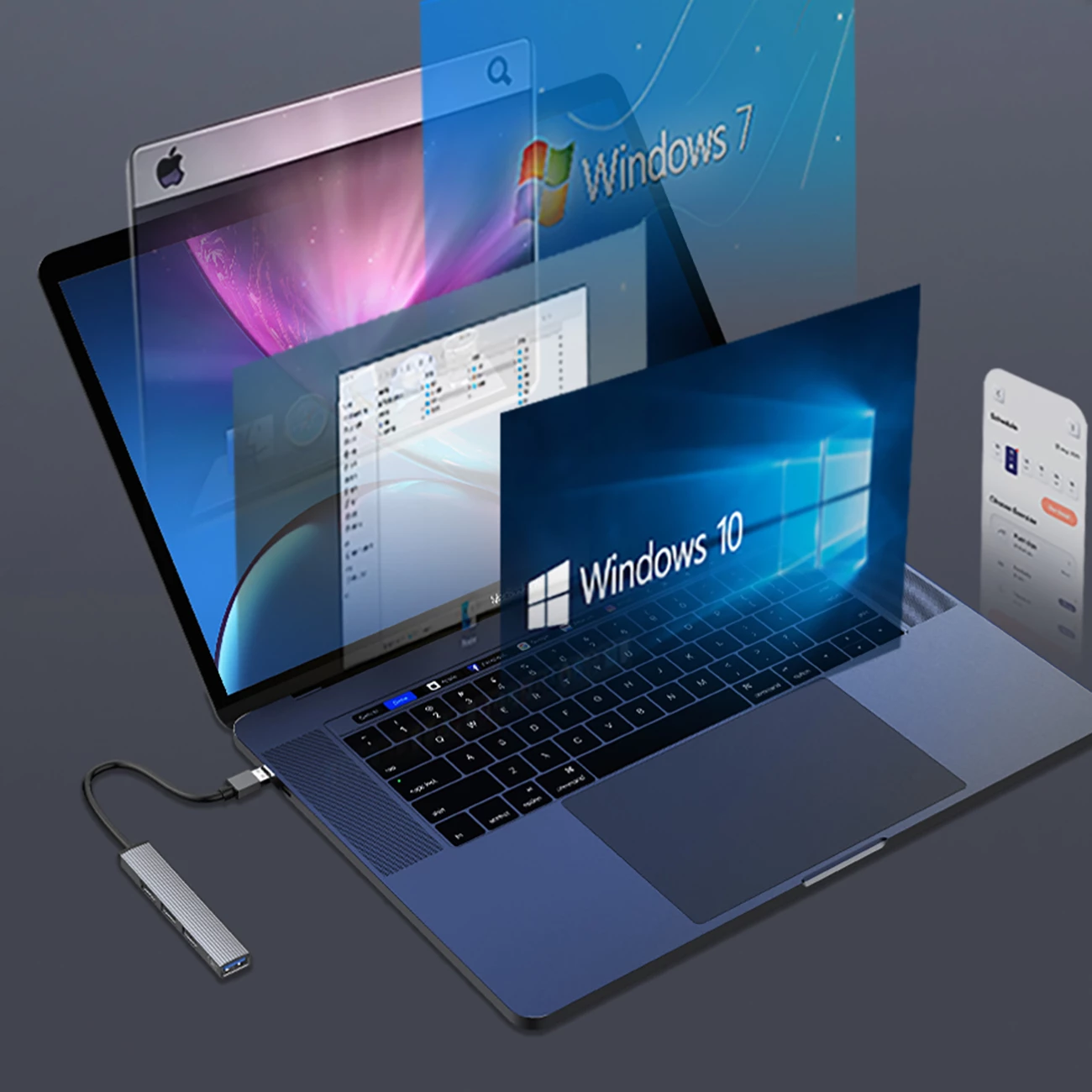 Kasë Orico AH-A13, 4 porta USB-A (1x USB 3.0, 3x USB 2.0), alumini, Gri