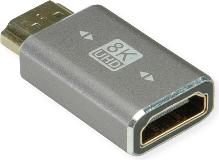 Adapter HDMI ROLINE 12.03.3250, HDMI Type A mashkull në HDMI Type A femër, 8K 60Hz, argjendtë