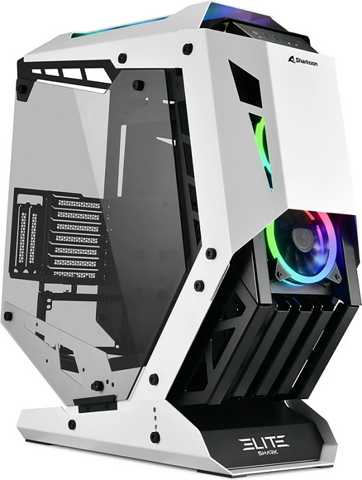 Kasë Sharkoon ELITE SHARK CA700, Tower ATX/micro ATX/Mini-ITX, RGB, xham i kalitur, bardh e zi