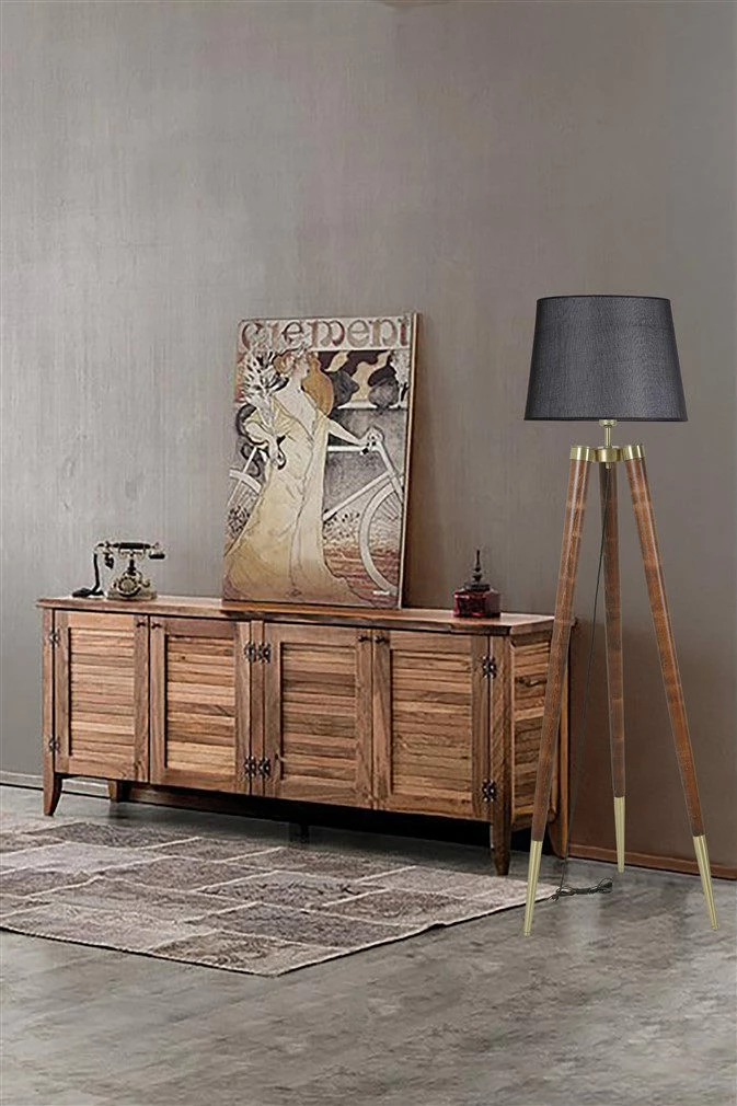 Llambë dyshemeje Opviq, ngjyrë e zezë dhe arre, 8578-5