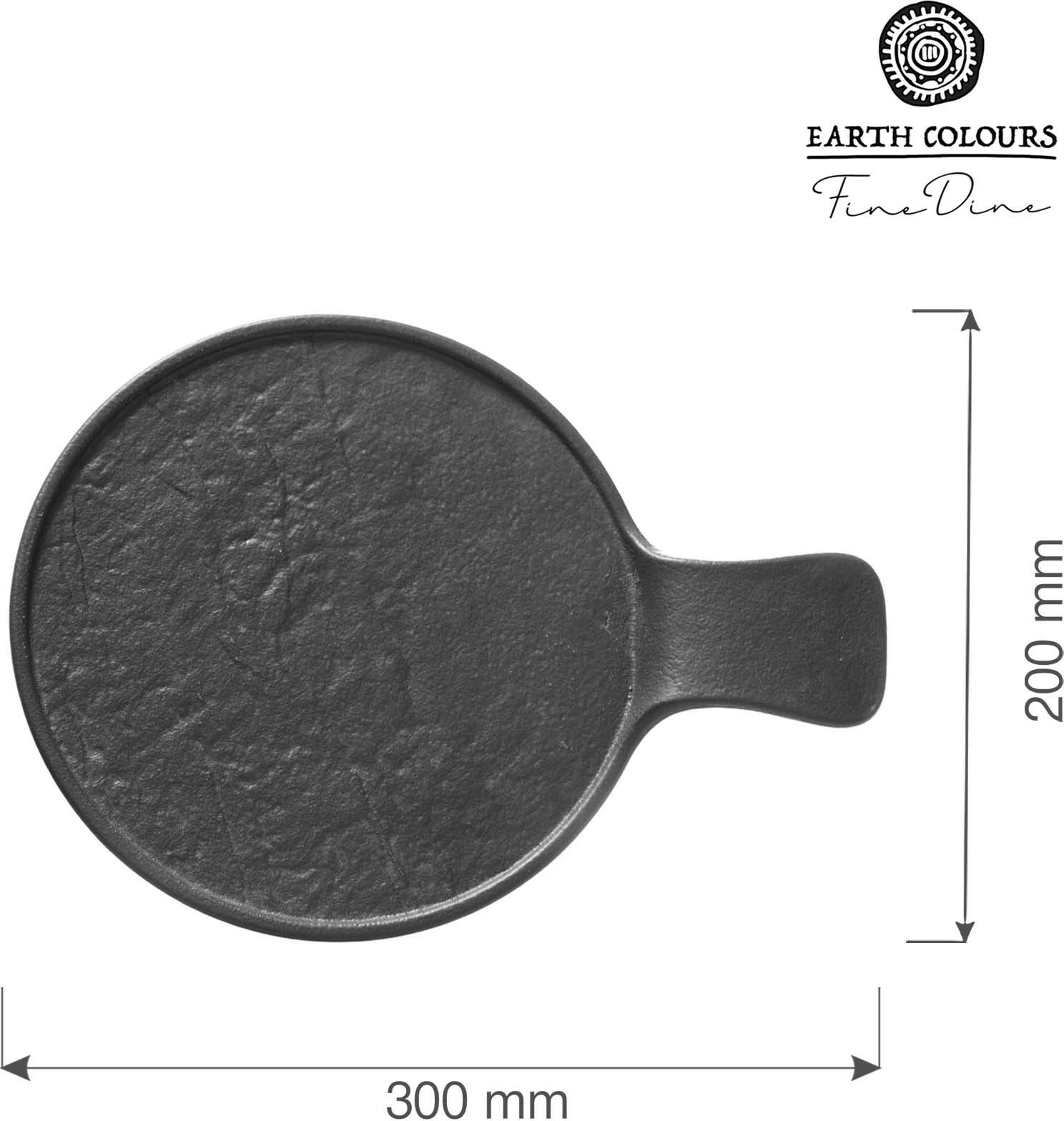 Pjatë servimi me dorëzë Fine Dine Crust 300x220x30 mm, porcelan, e zezë, set 3 copë