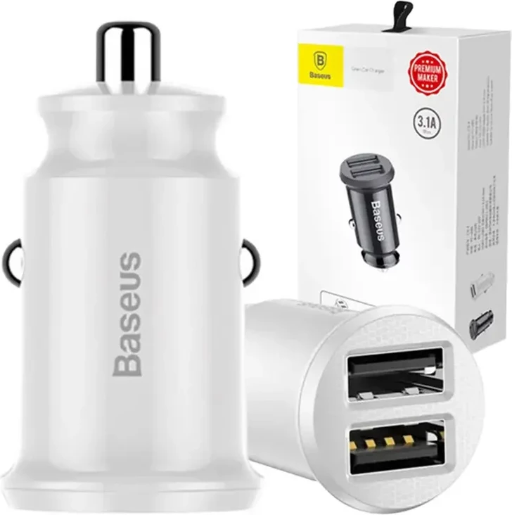 Karikues veture Baseus Grain CCALL-ML02, 2x USB, 3.1A, i bardhë