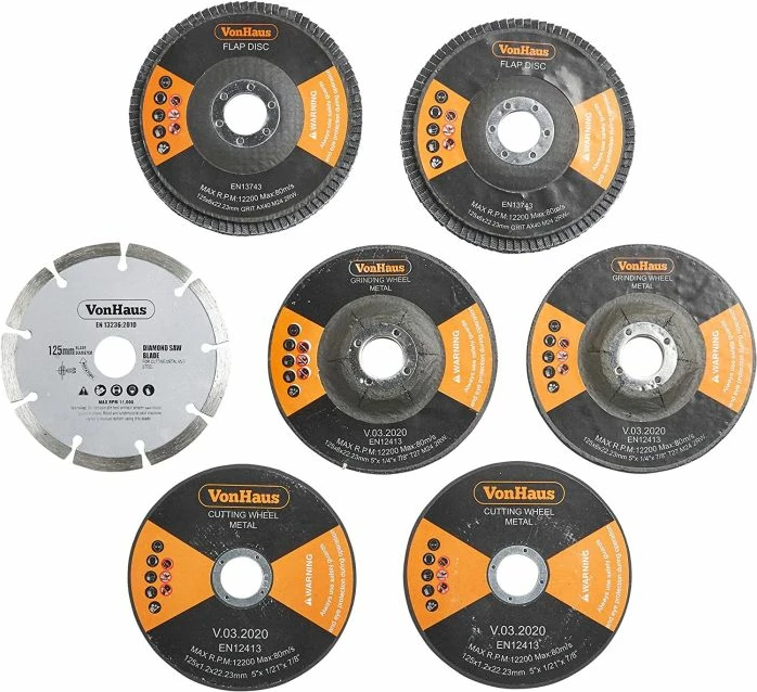 Brus këndor VonHaus 3500021 900W 125mm, set me 7 disqe, portokalli/zi