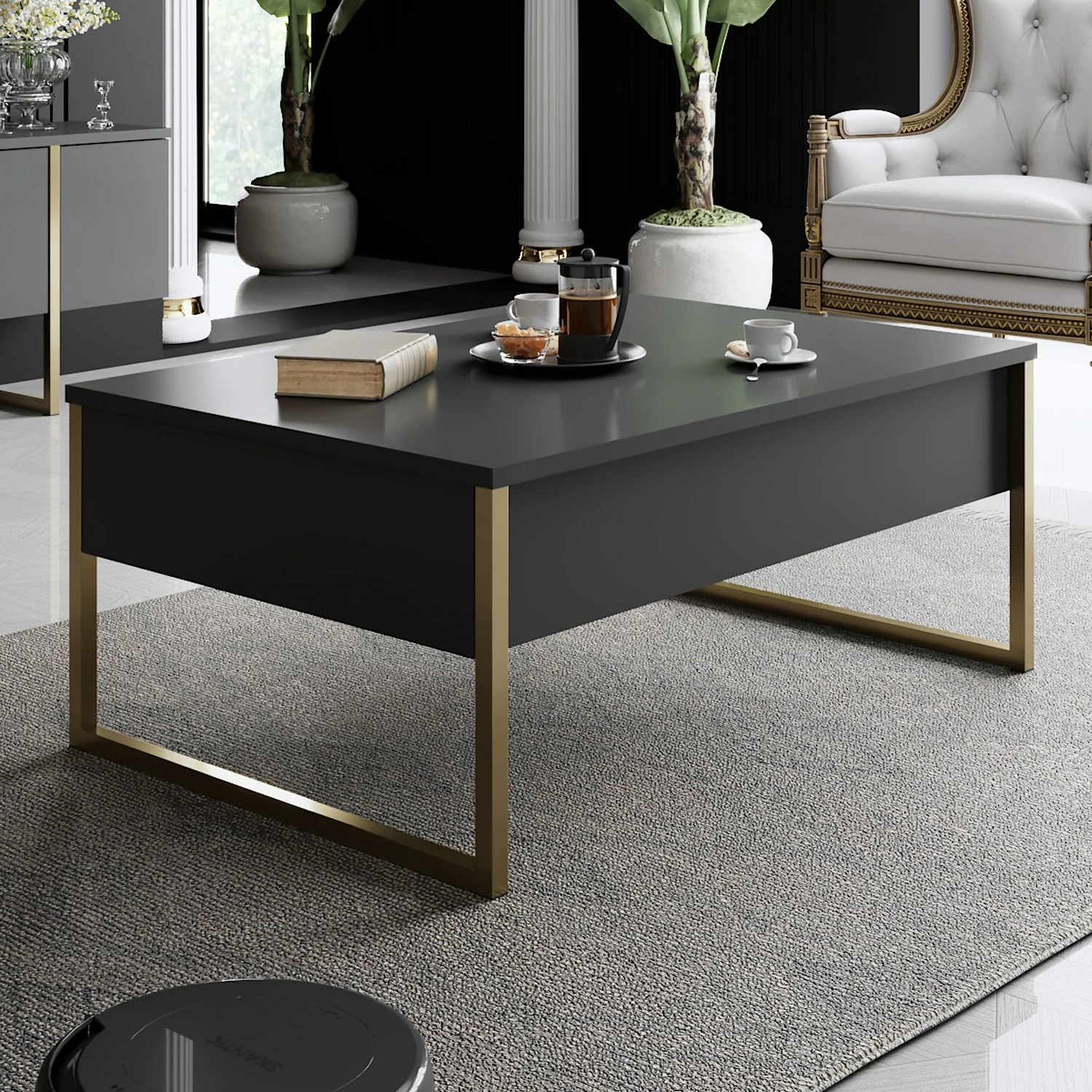 Tavolinë kafeje Hanah Home, Luxe, antracit, ari