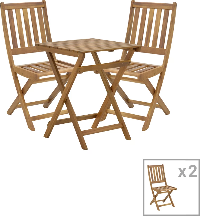 Set tavoline me karrige Elijie-Lazio, palosëse, dru akacie, 50x50x70cm