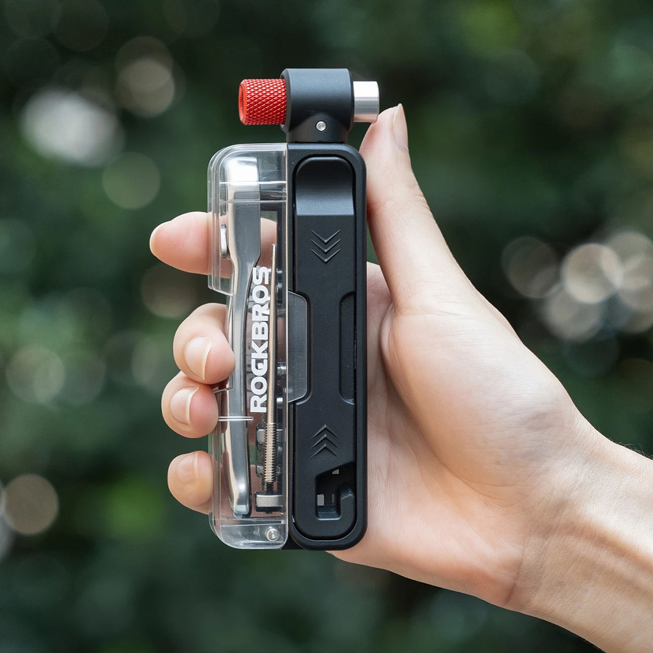 Set multitool për biçikletë Rockbros CO2 Multitool Set, çelës ratchet + pompë CO2, 185 g, i zi