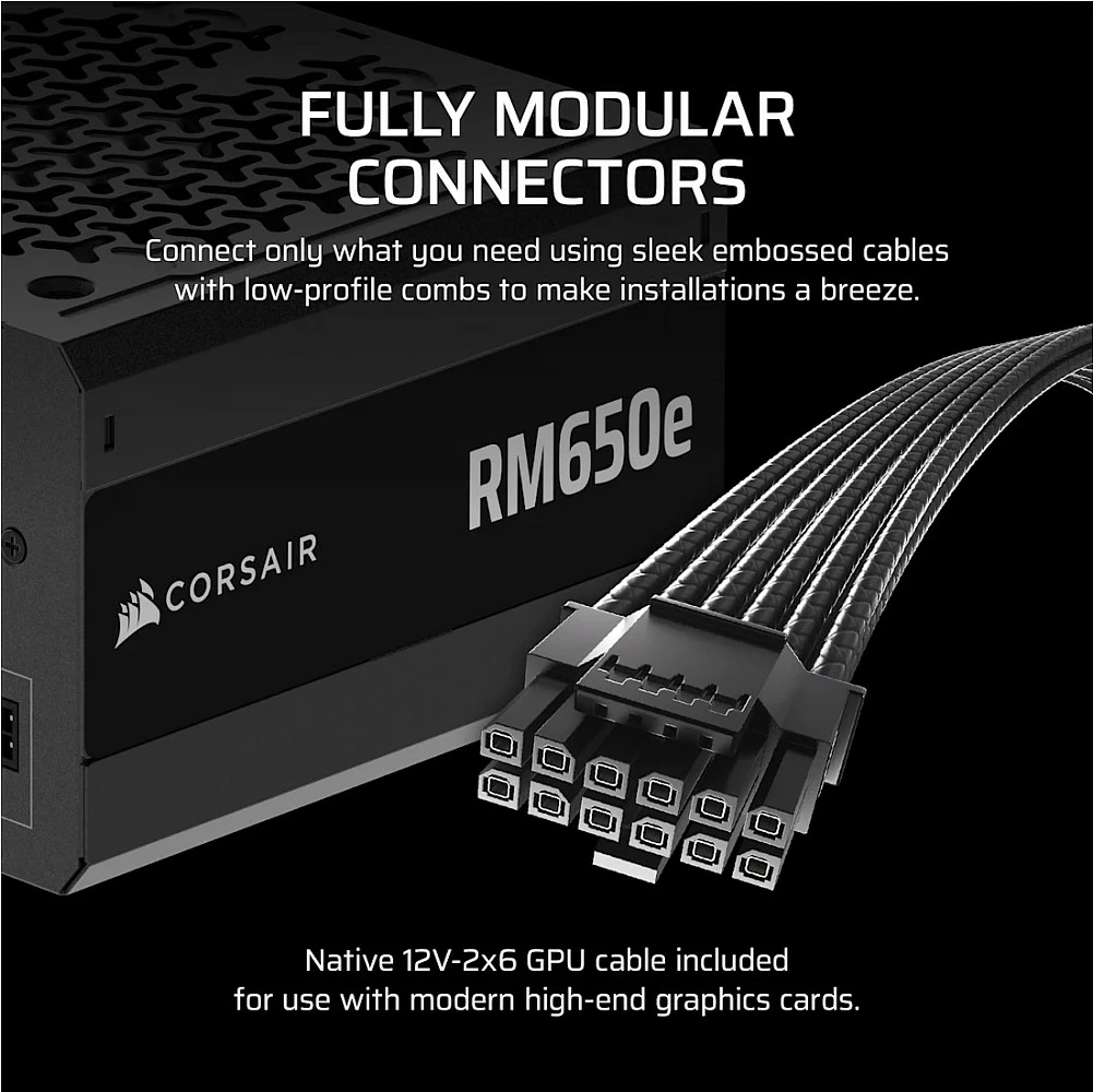 Furnizues energjie (PSU) Corsair RMe Series RM650e, 650W, 80 PLUS Gold, Fully Modular, ATX 3.1, e zezë