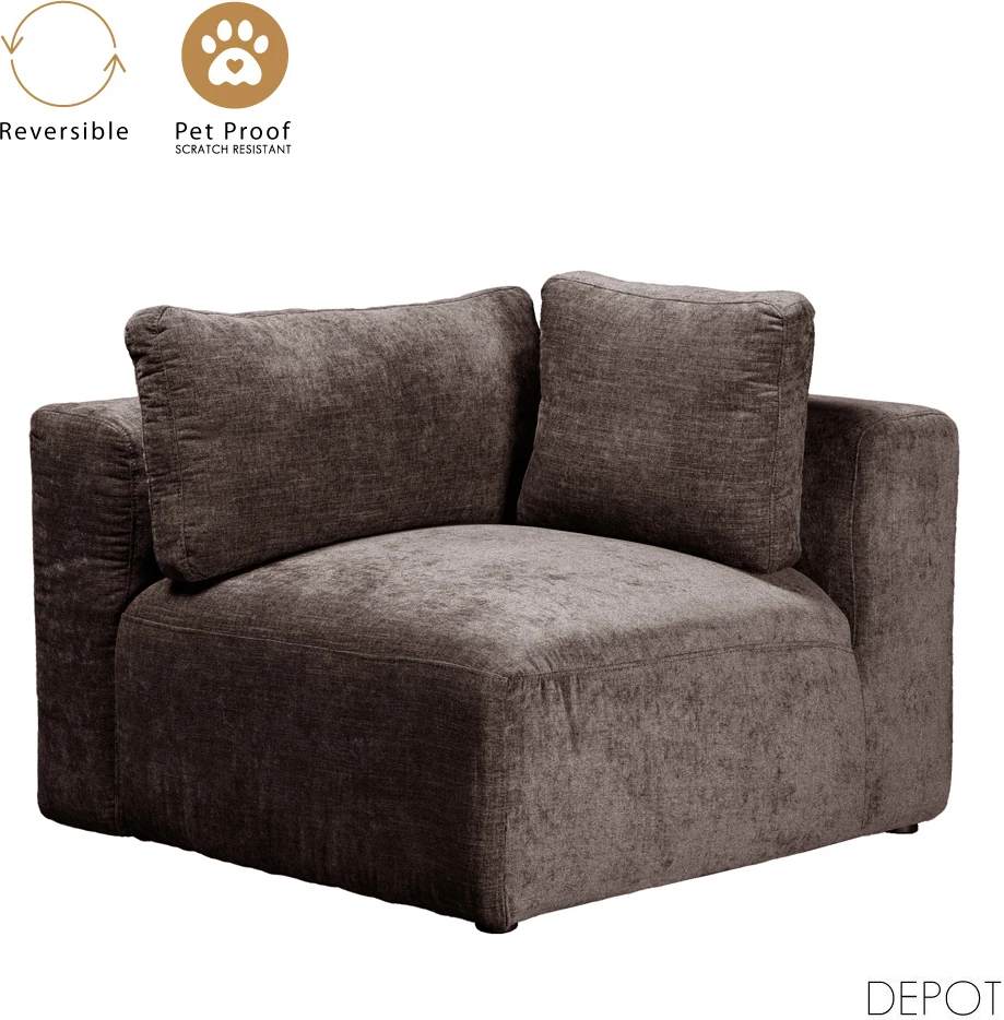 Fotelë këndore BOX me krah të kthyeshëm, ngjyrë kafe Vogue 5, 107x107x85