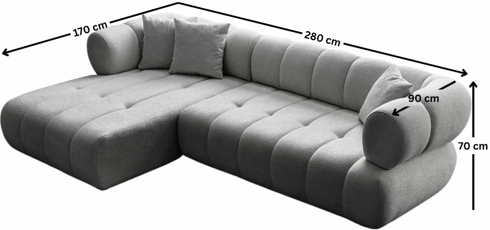 Këndare Petra, ngjyrë gri, Atelier del Sofa, majtas