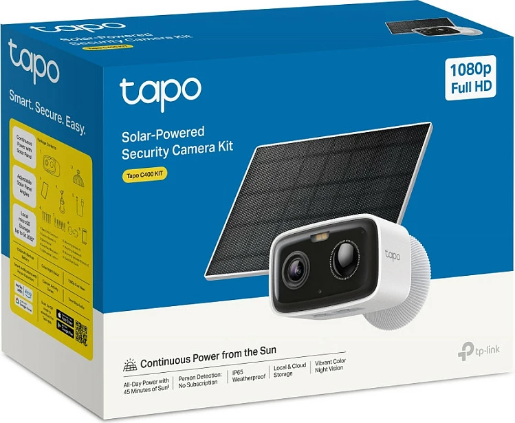 Kamerë sigurie IP TP-Link Tapo C400 KIT, 1080p, për jashtë, montim në mur, bardhë/zezë