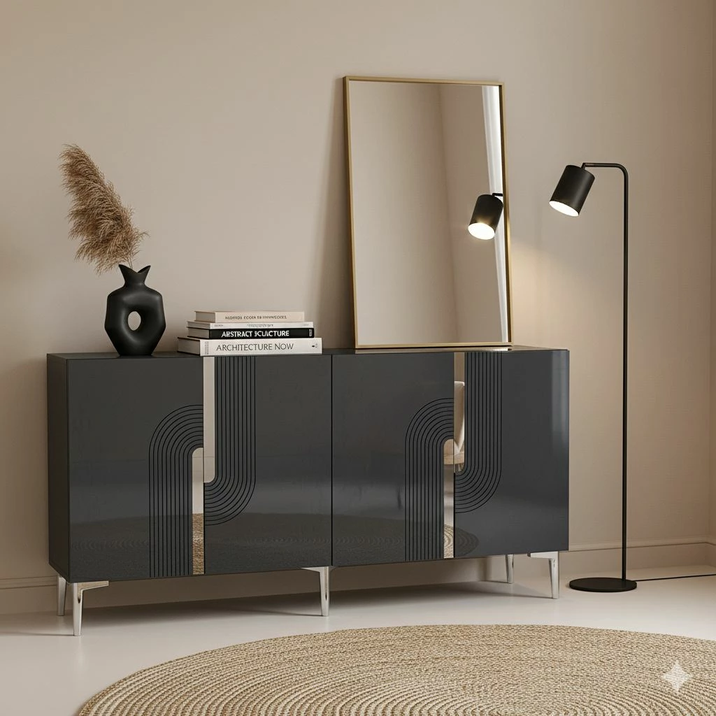 Konsol Skye Decor, Meyra 150, antracit, argjend