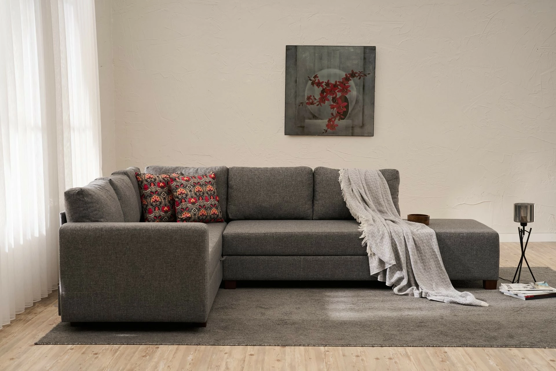Kënd-sofë krevate Atelier del Sofa, Ali majtas, ngjyrë gri