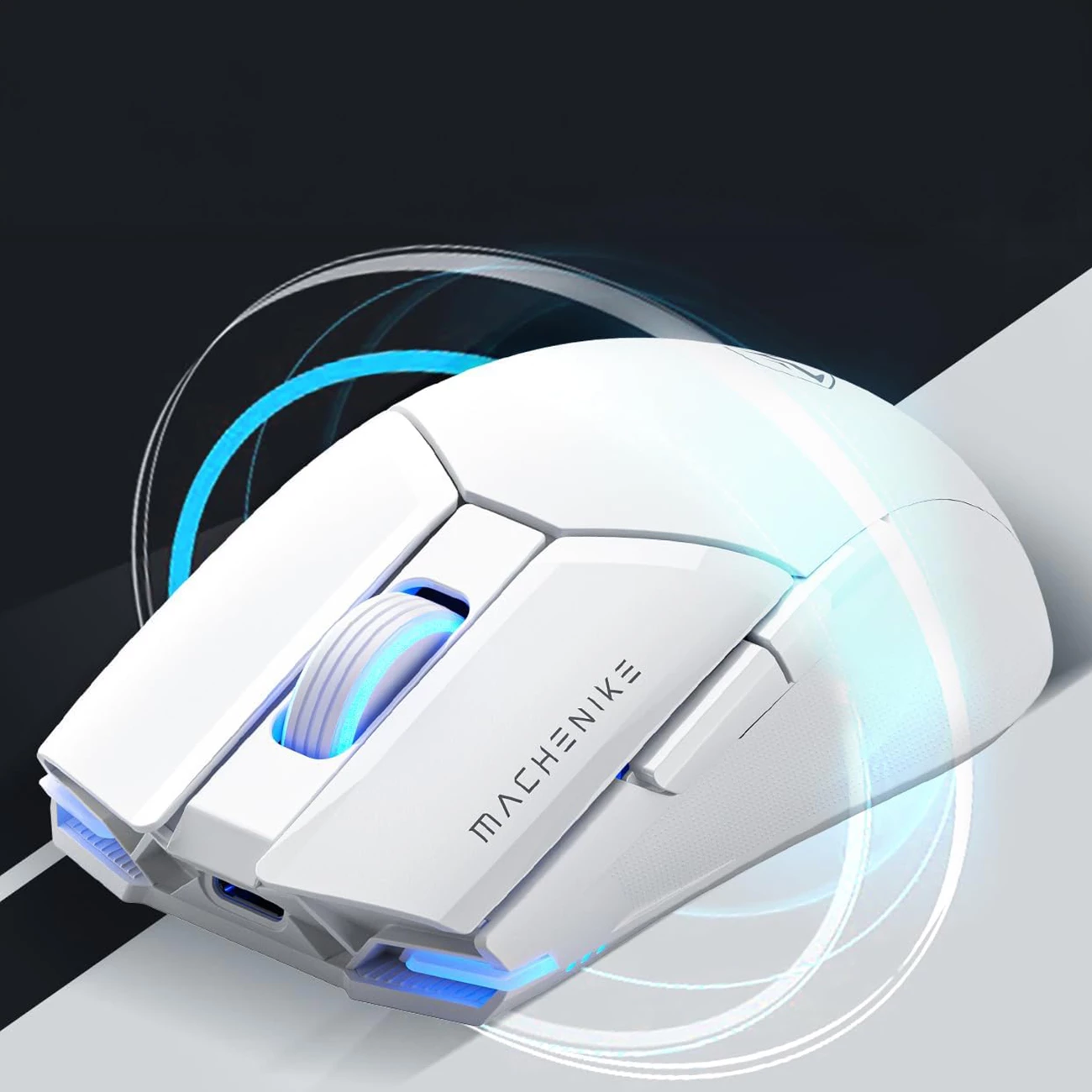 Maus gaming wireless Machenike M7 Pro 26000 DPI 74 g RGB, i bardhë