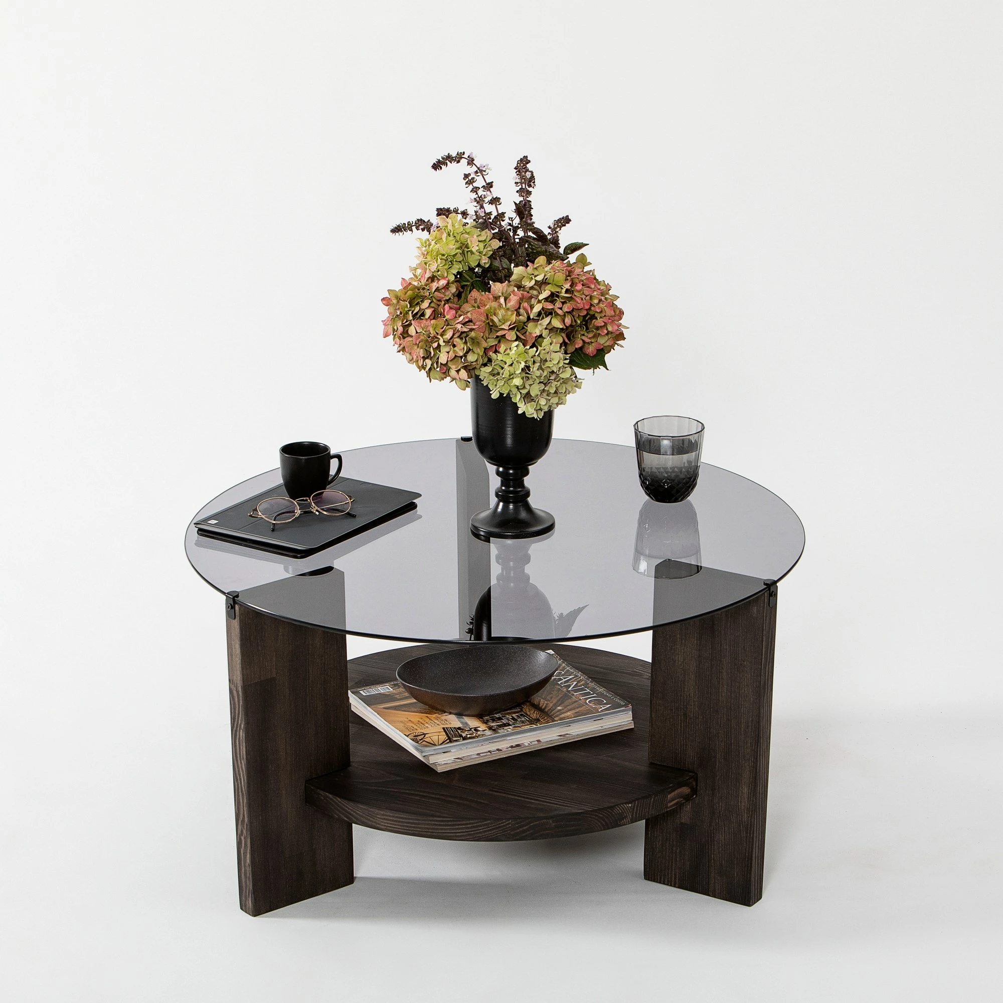 Tavolinë kafeje Hanah Home, Mahal, anthracite, kafe e errët