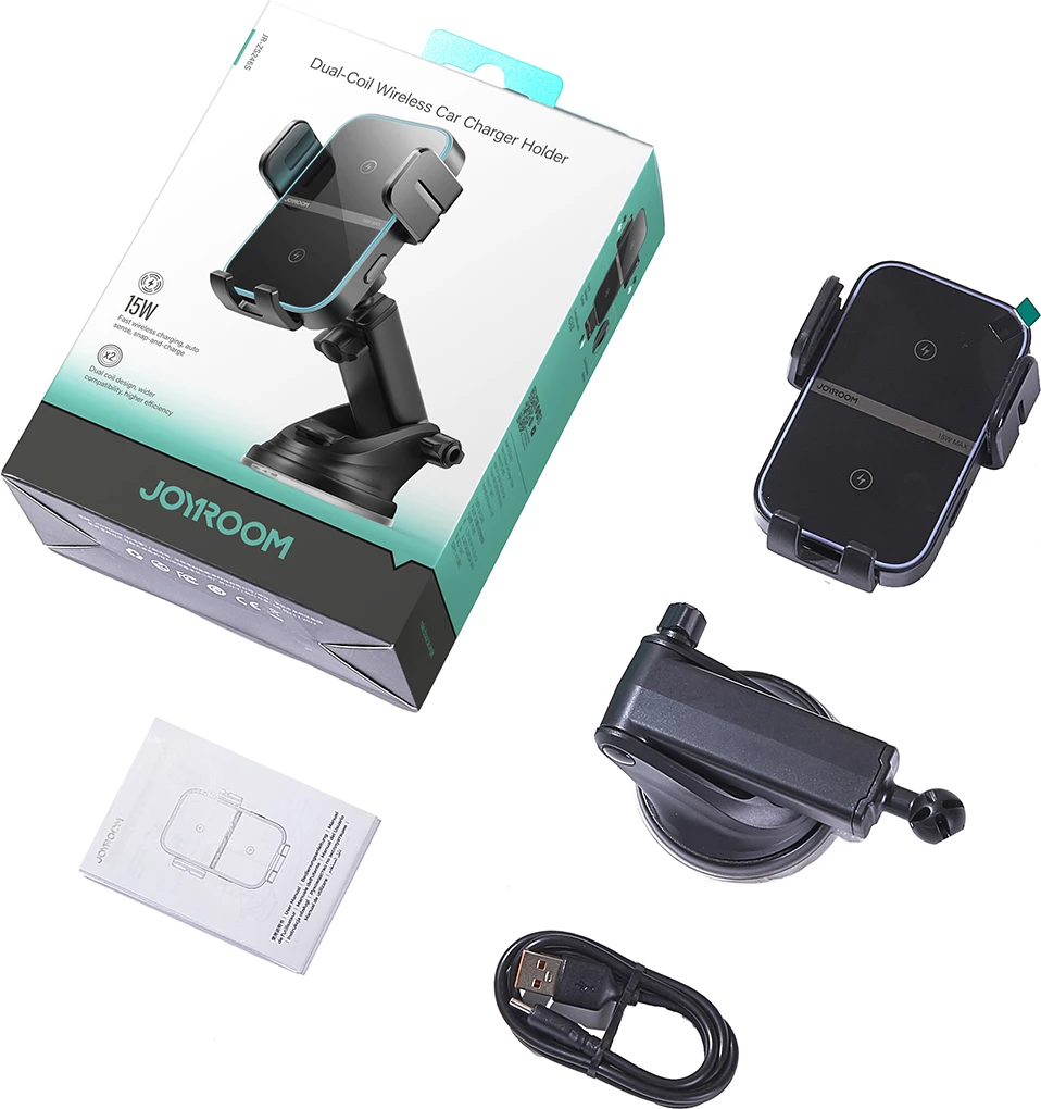 Mbajtës elektrik për celular Joyroom JR-ZS246 S me karikim wireless, për panel makine, i zi