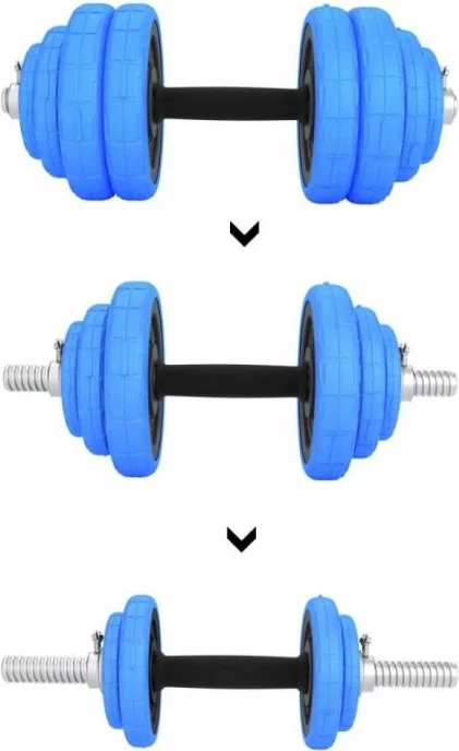 Set pesha 2-në-1 barbell dhe dumbbell HMS, unisex, argjend e kaltër