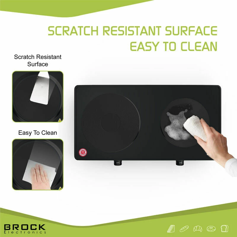 Pllakë elektrike e dyfishtë Brock EP 200 BK 2500 W, e zezë