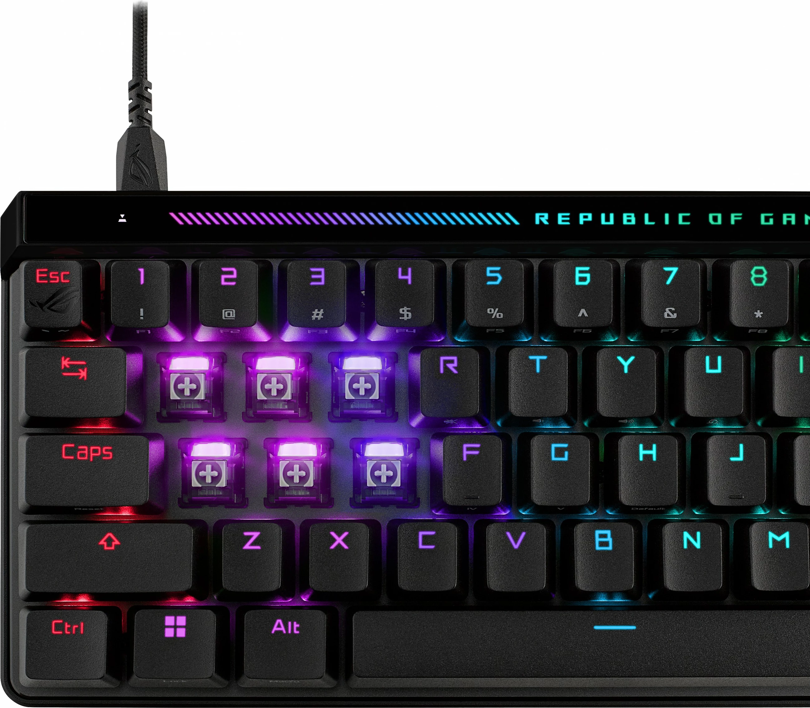Tastierë gaming ASUS ROG Falchion Ace HFX, 65%, ROG HFX Magnetic, RGB LED, USB, e zezë
