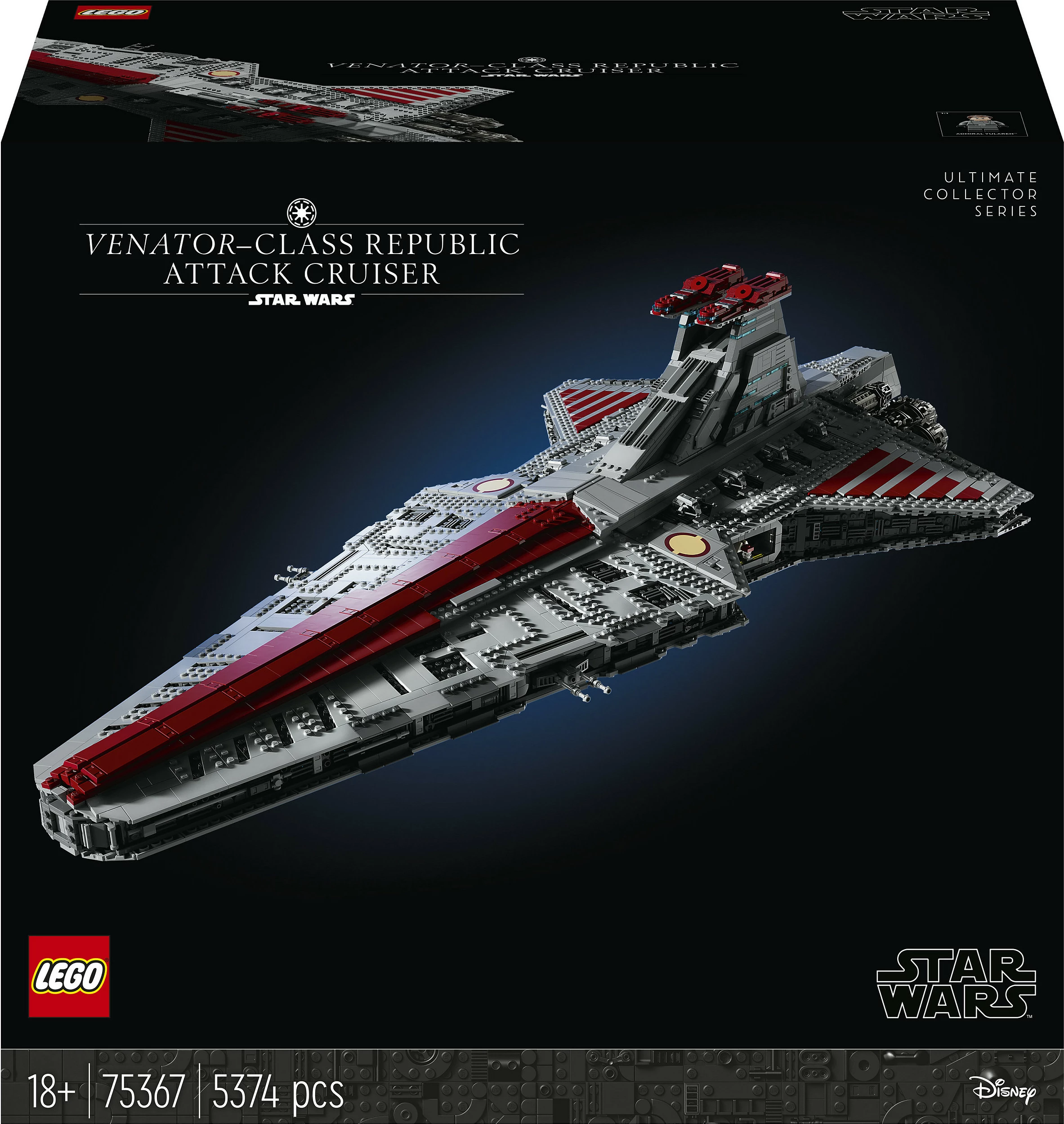 Set ndërtimi LEGO Star Wars Venator-Class Republic Attack Cruiser, 5374 pjesë, plastikë, shumëngjyrësh