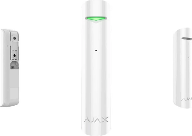 Sensor thyerje xhami Ajax GlassProtect, wireless, për dritare, i bardhë