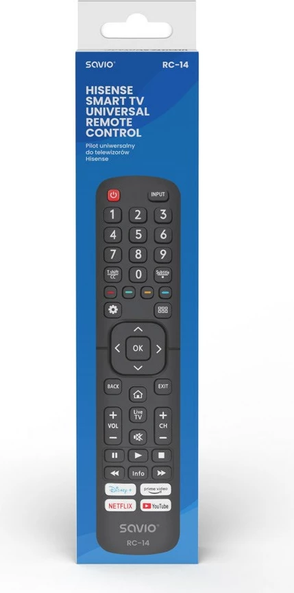 Kontrolli Universal SAVIO RC-14 për SMART TV, ngjyrë e zezë