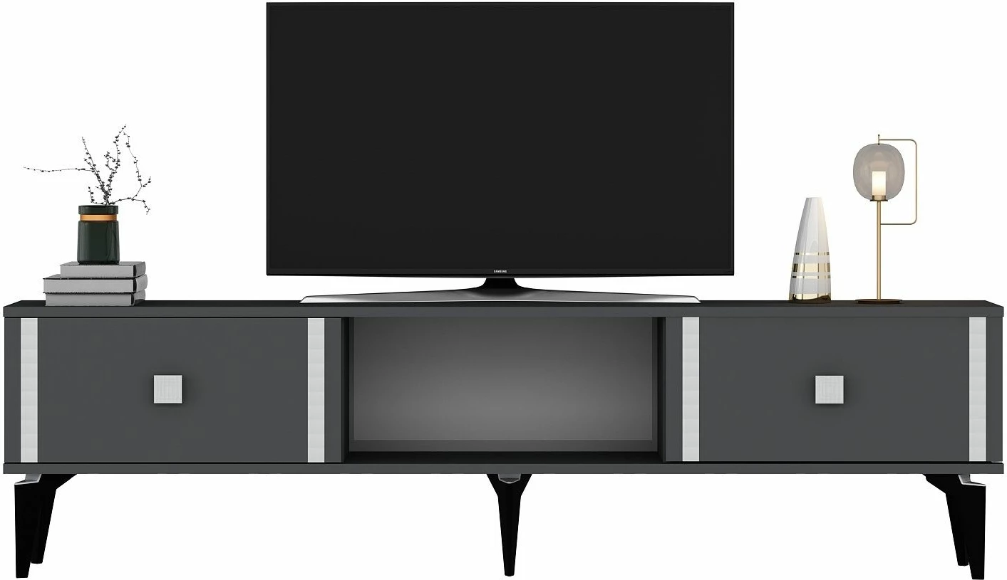 Komodë për TV Skye Decor, Doruk, antracit, argjend