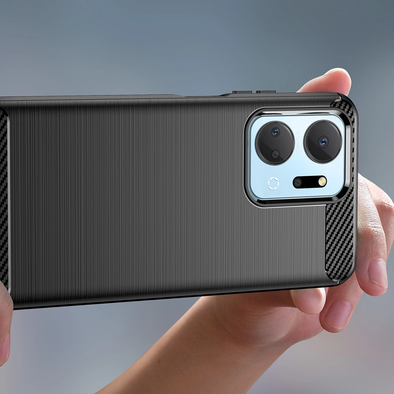 Mbështjellës Hurtel Carbon Case për Honor Play 40 Plus / Honor X7a, TPU, i zi