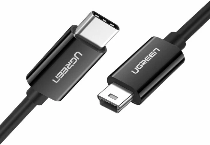 Kabllo USB-C (M) në Mini USB 5-Pin (M), UGREEN 50445, 1m, USB 2.0 480Mbps, e zezë, polybag