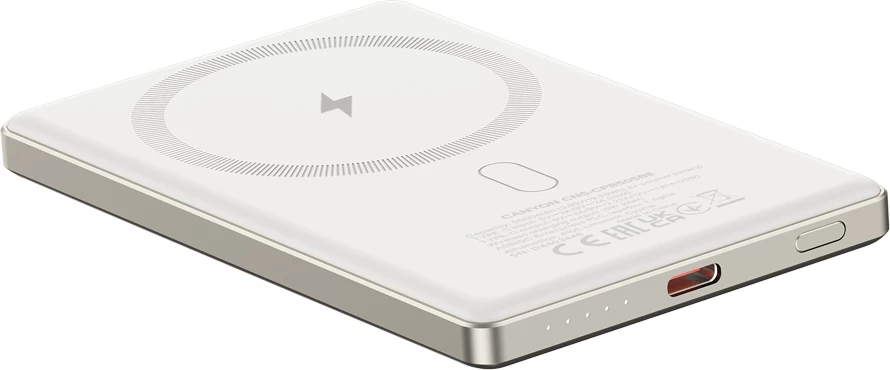 Power bank CANYON OnPower 505 5000 mAh PD 20W MagSafe magnetik ultra i hollë, beige