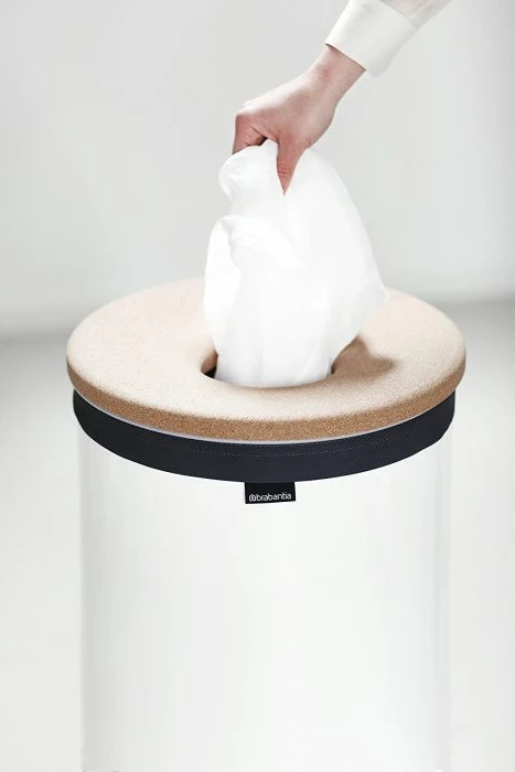 Shportë rrobash Brabantia 104404, 60L, e rrumbullakët, me kapak, e bardhë