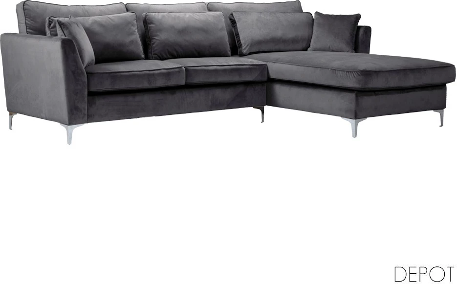 Këndare FOREVER, e djathtë, kadife gri, 316x185x92