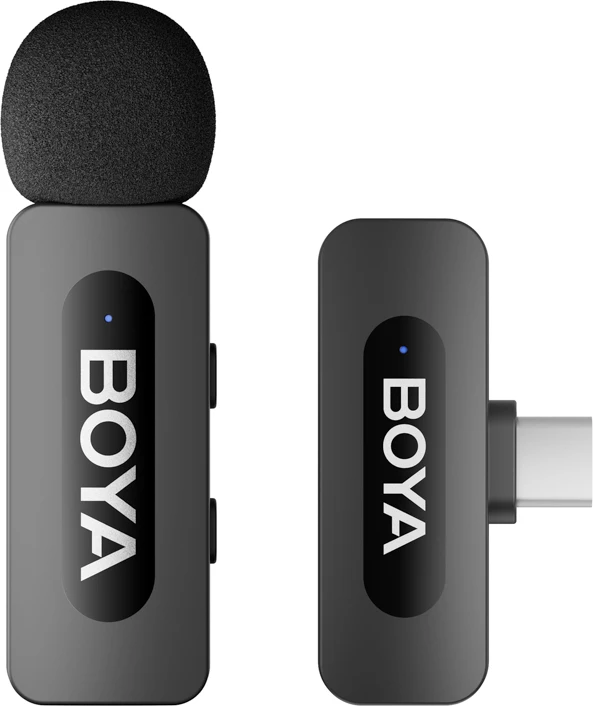 Mikrofon pa tela BOYA BY-V10 V2.0 2.4GHz USB-C, set me transmetues dhe marrës, i zi