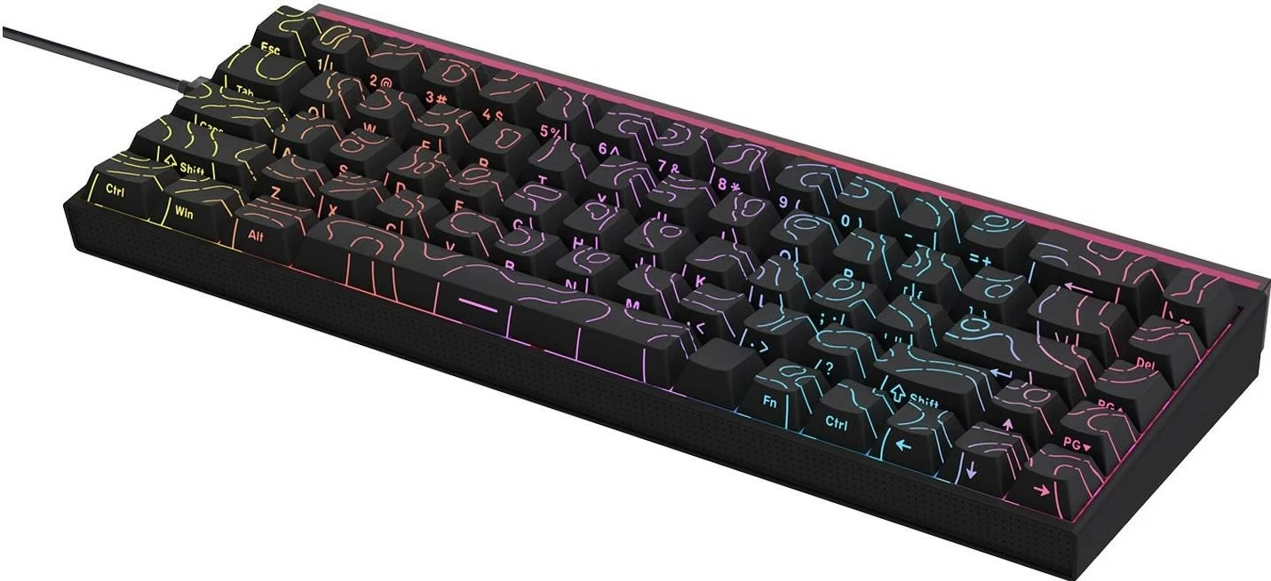 Tastierë mekanike Ajazz NK68, 65%, Red Switch, RGB, USB-C, e zezë