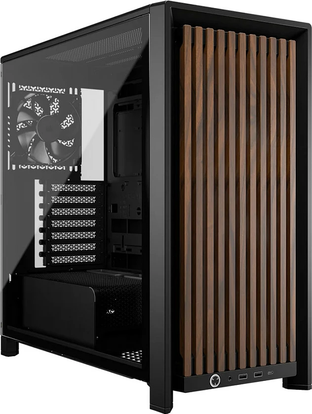 Kasë gaming Corsair Frame 4000D RS, Midi Tower, E-ATX, xham i temperuar, e zezë/wood