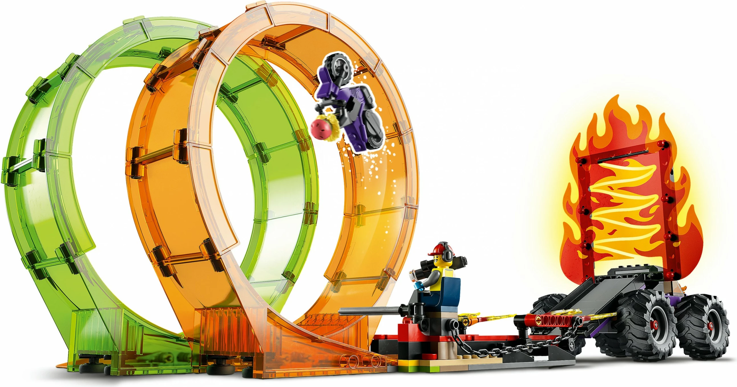 Set ndërtimi LEGO City Double Loop Stunt Arena, 598 pjesë, plastikë, shumëngjyrësh