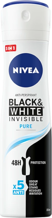 Spray antiperspirant Nivea Black&White Invisible Pure për femra, 150ml