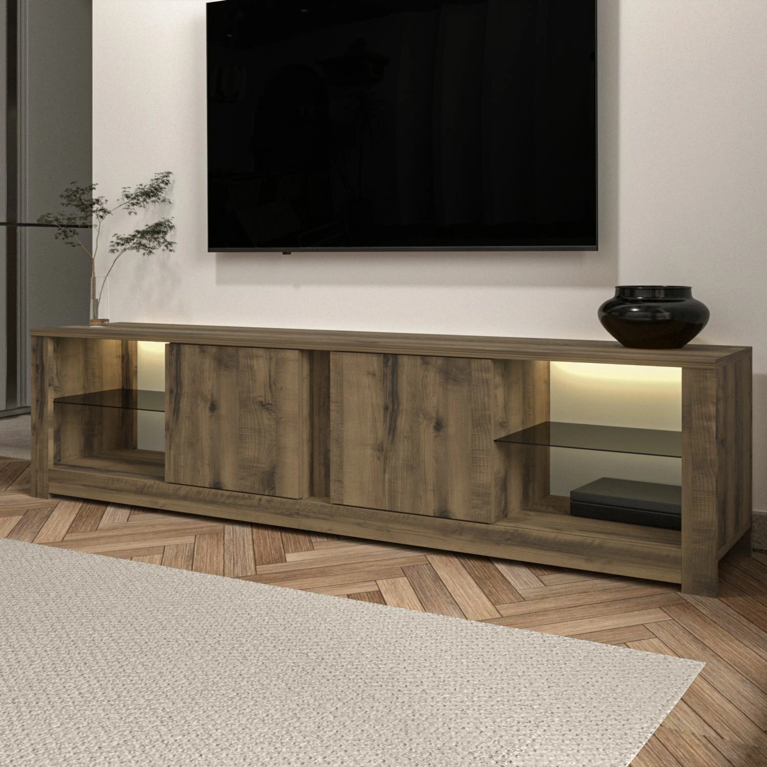 Komodë TV Hanah Home, Aydos, ngjyrë lisi