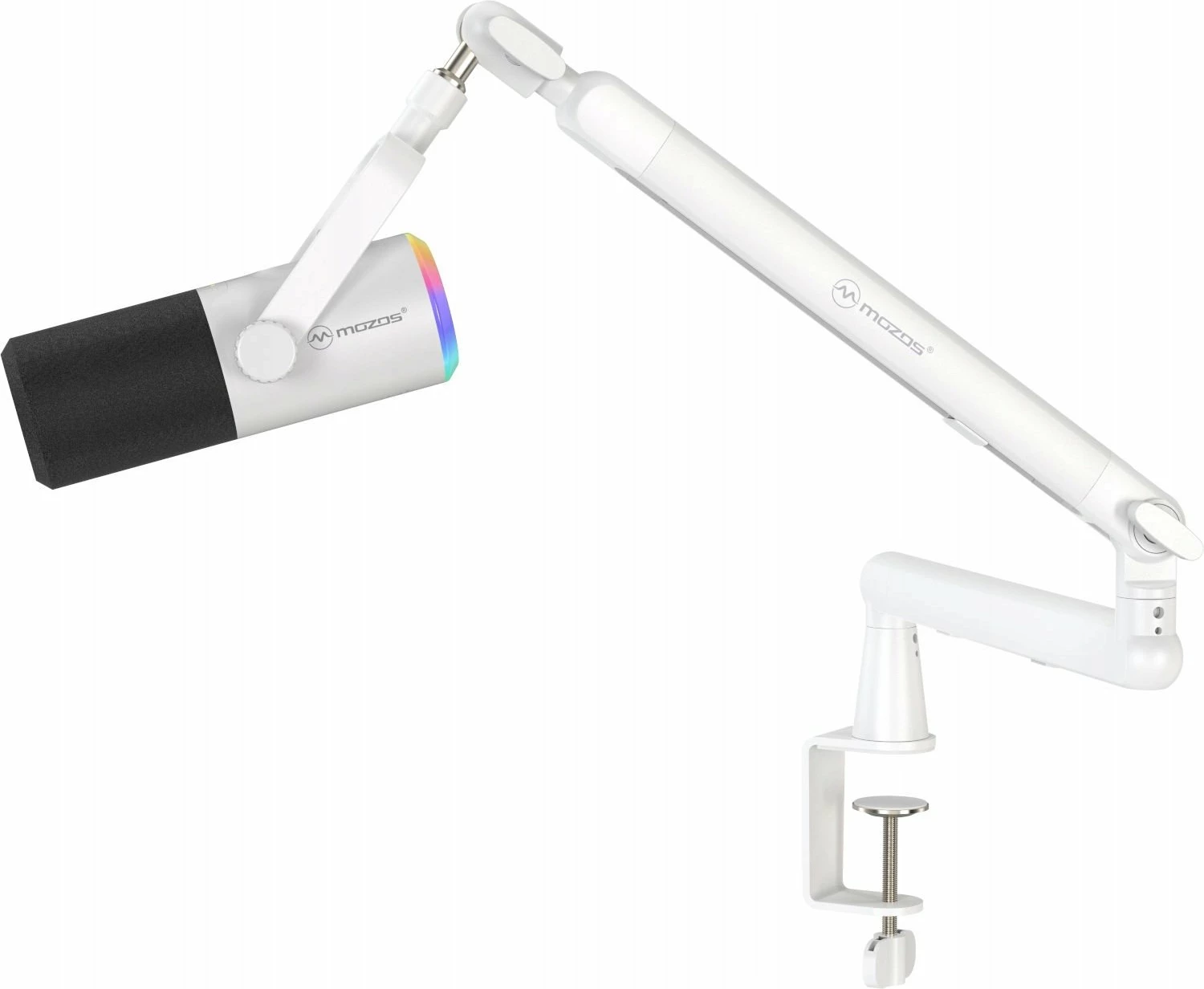 Mikrofon Mozos TAM8 v2 dinamik kardioid USB-C/XLR 192kHz/24-bit, i bardhë, set me krah (boom arm)