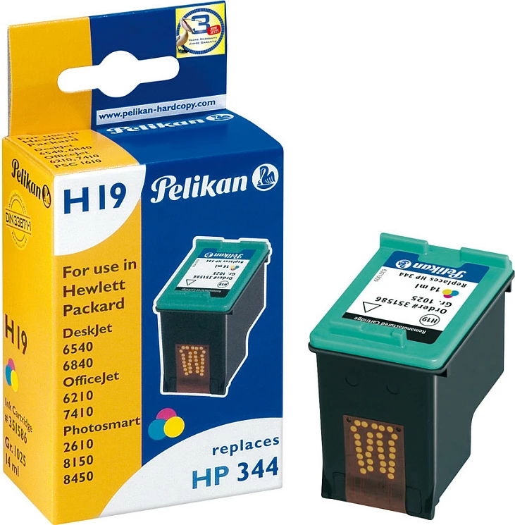 Kartushë boje Pelikan H19 (zëvendëson HP 344 C9363EE), trengjyrëshe CMY