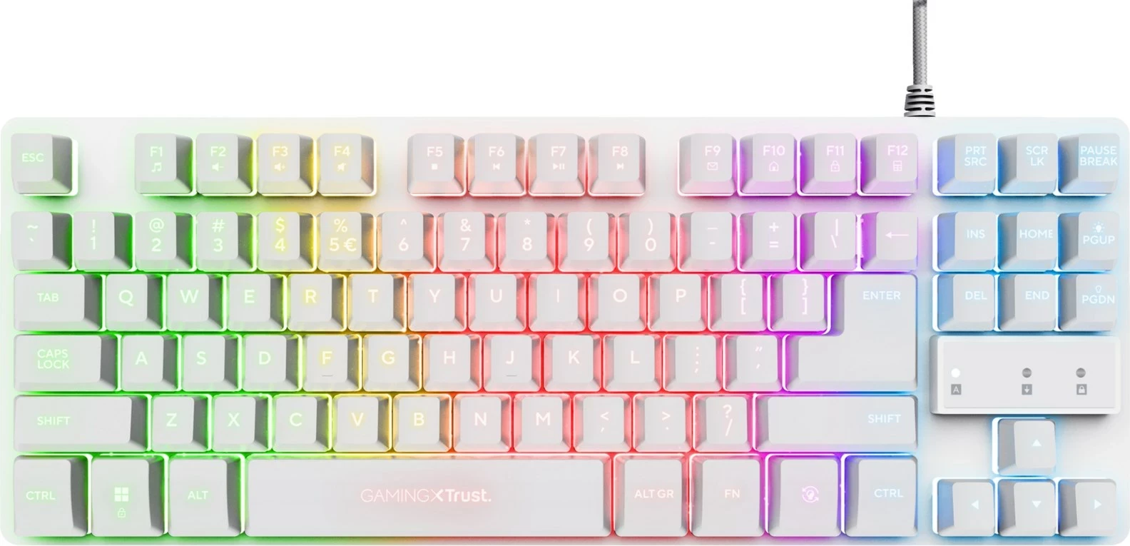 Tastierë gaming Trust GXT 833W Thado, USB, QWERTY, Anglisht, e bardhë