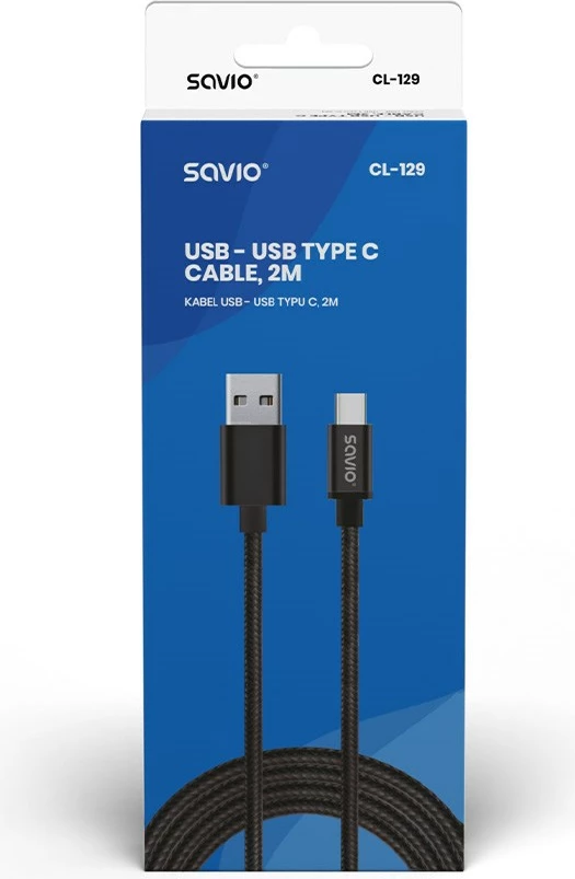 Kabllo USB Savio CL-129, 2m, e zezë