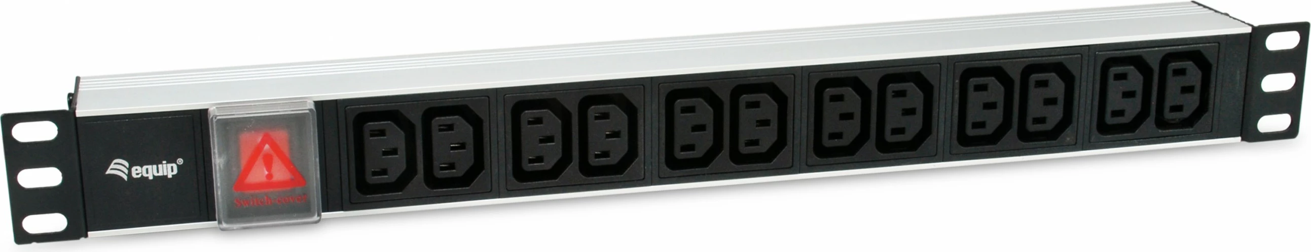 PDU Equip 12 dalje C13, 1U, alumini, on/off, zi/argjendtë