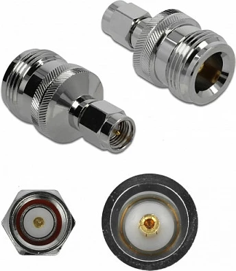 Adapter RF DeLOCK 89960 N në SMA, 50 Ω, i nikeluar
