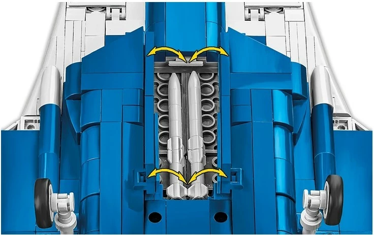 Set blloqe ndërtimi, Cobi, COBI-5909 SU-57 Felon 1:48, 928 copa, me figurë piloti dhe bazë ekspozimi, plastikë, kamuflazh blu-bardhë
