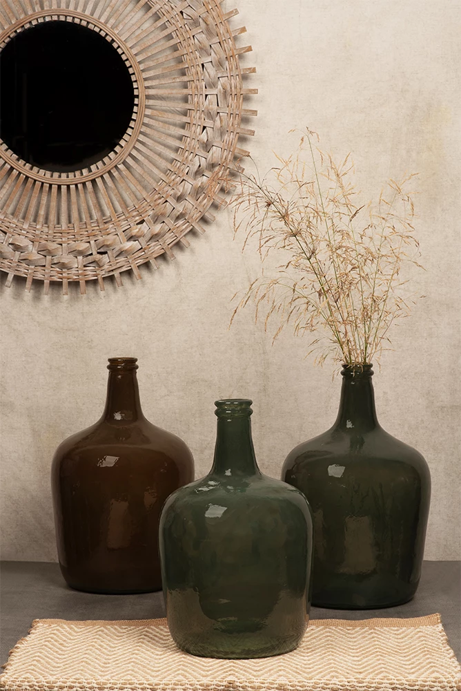 Shishe dekorative prej qelqi të ricikluar, ngjyrë karamel, 25x25x40cm