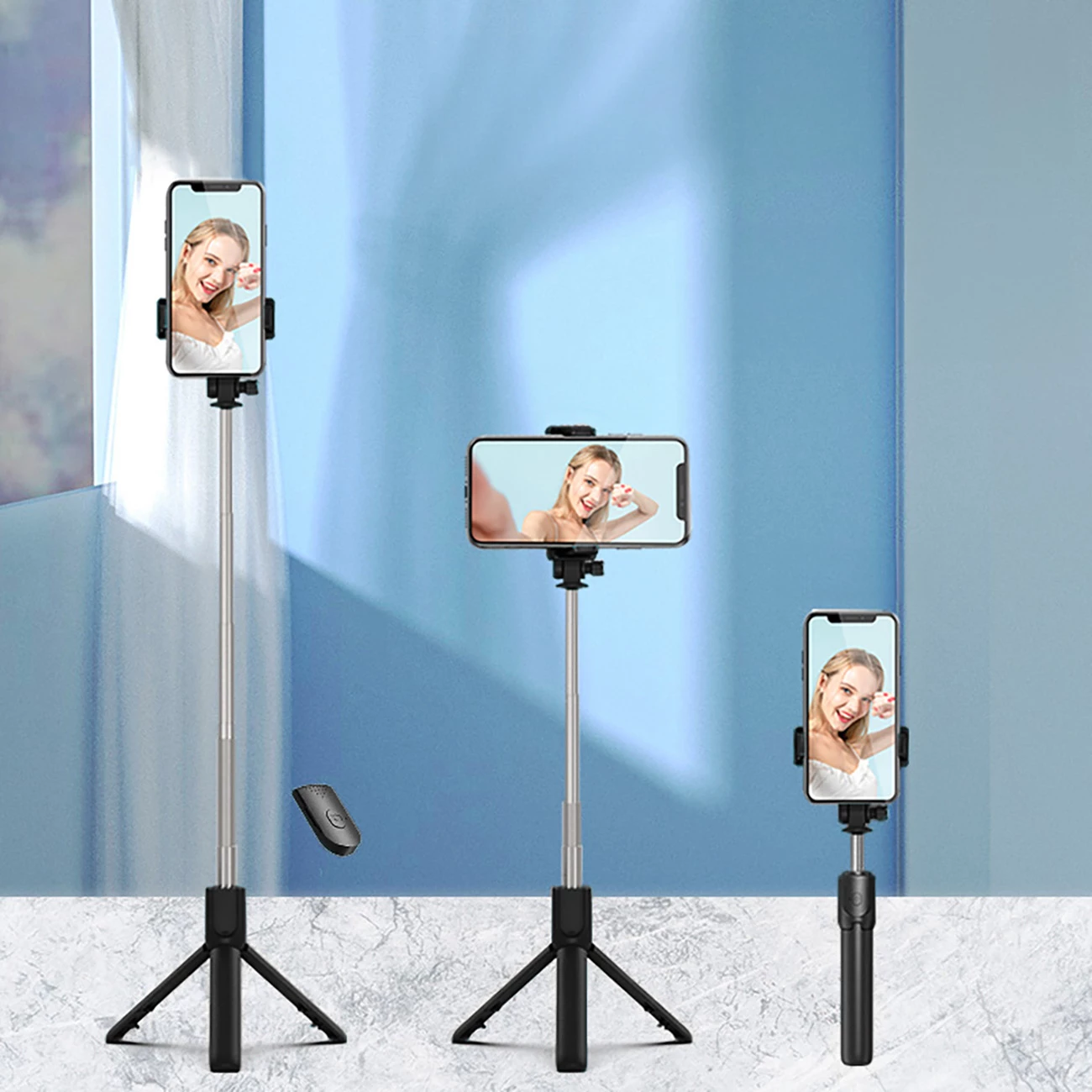 Selfie stick Hurtel WRY1S me tripod, për telefon, 67 cm, e zezë