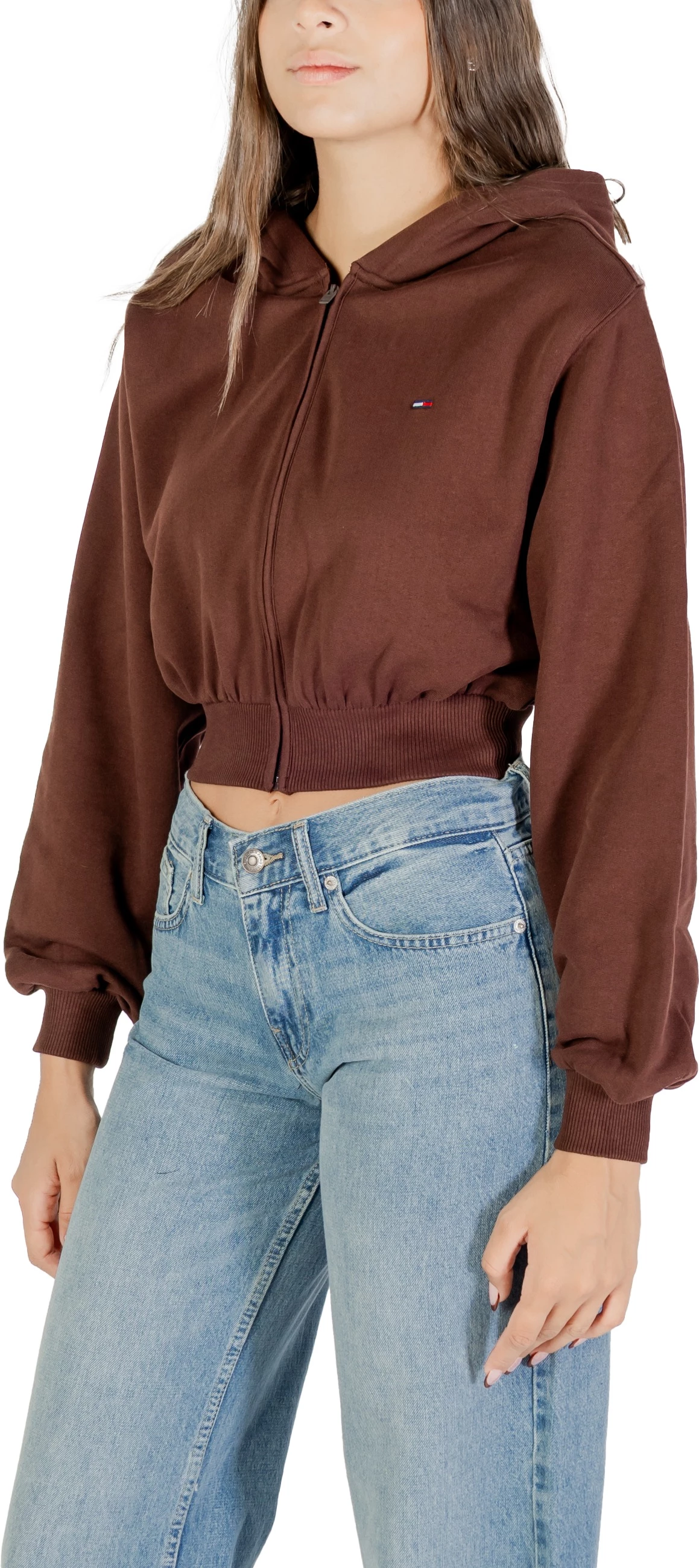 Duks i shkurtë me kapuç me zinxhir për femra Tommy Hilfiger Jeans DW0DW21590, kafe [Madhësia: M]