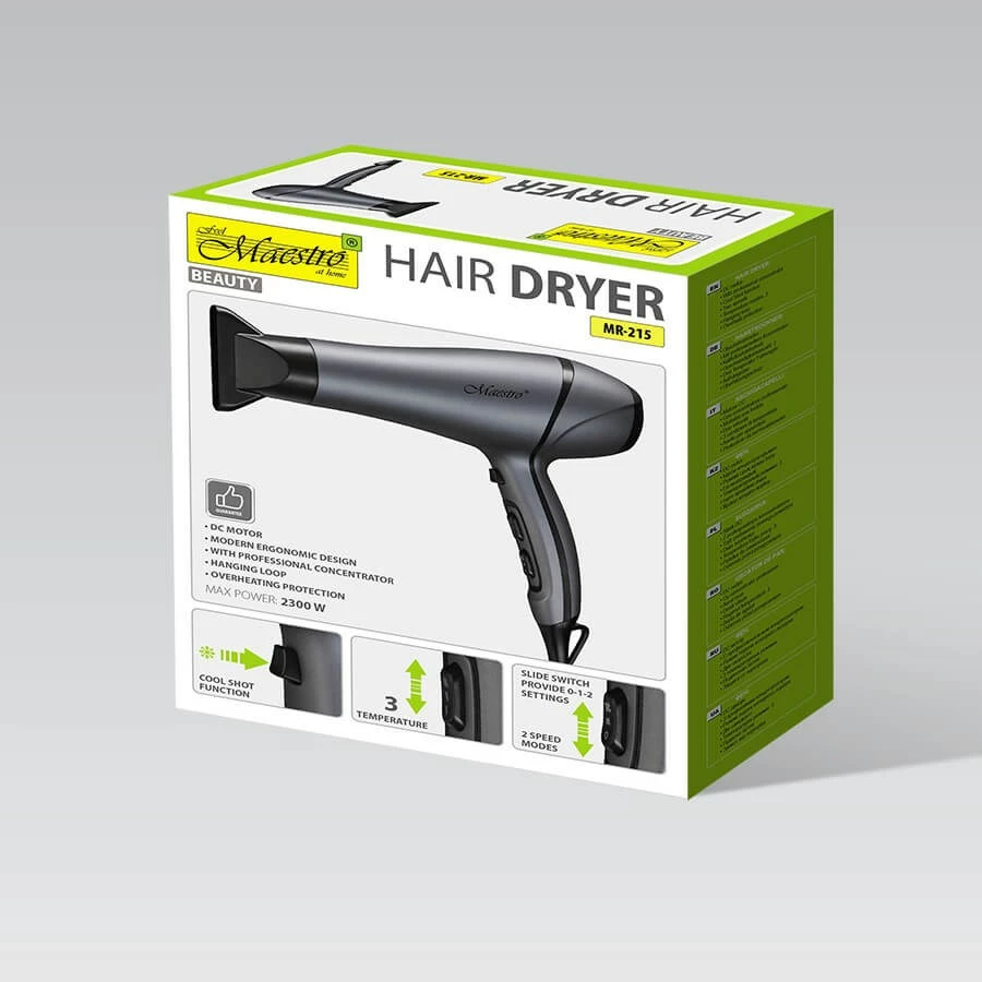 Tharëse flokësh Maestro MR-215, 2300W, E zezë