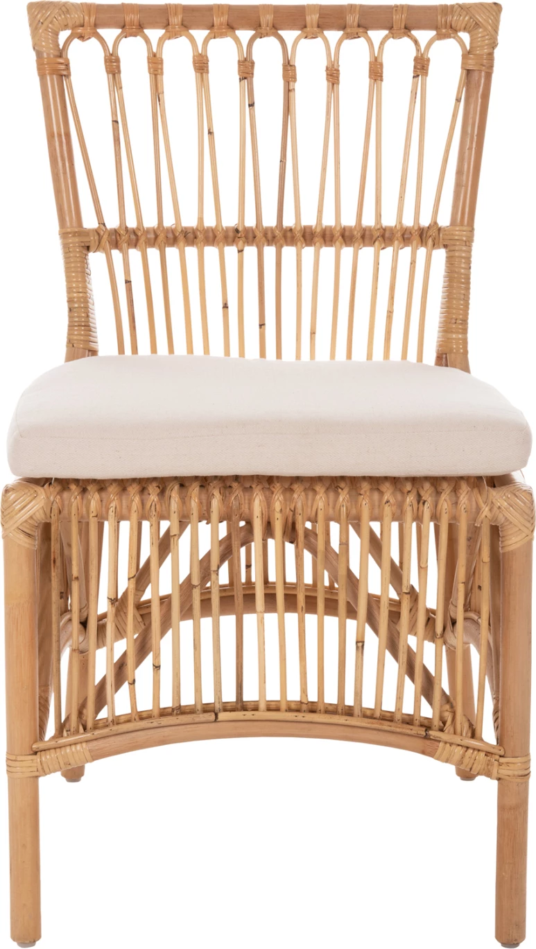 Karrige për ngrënie THALIN FH9834 rattan ngjyrë natyrale-jastëk ngjyrë bardhë 53x58x91Hcm