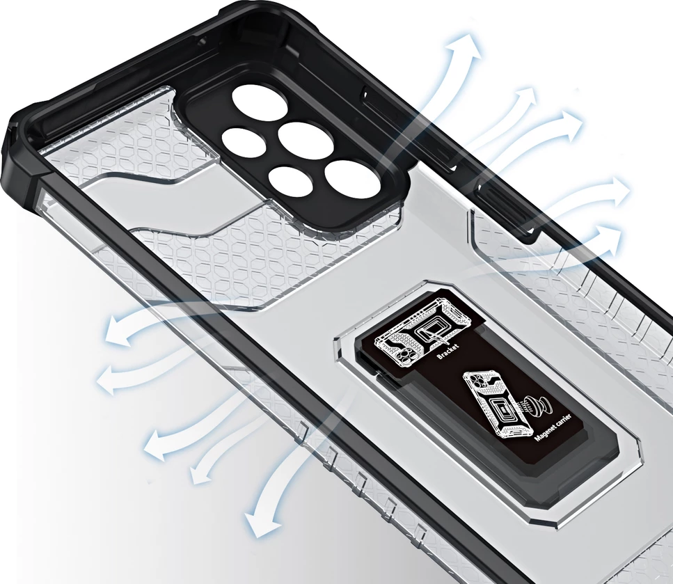 Mbështjellës Hurtel Crystal Ring Case me këmbë, për Samsung Galaxy A72 4G, Kuq